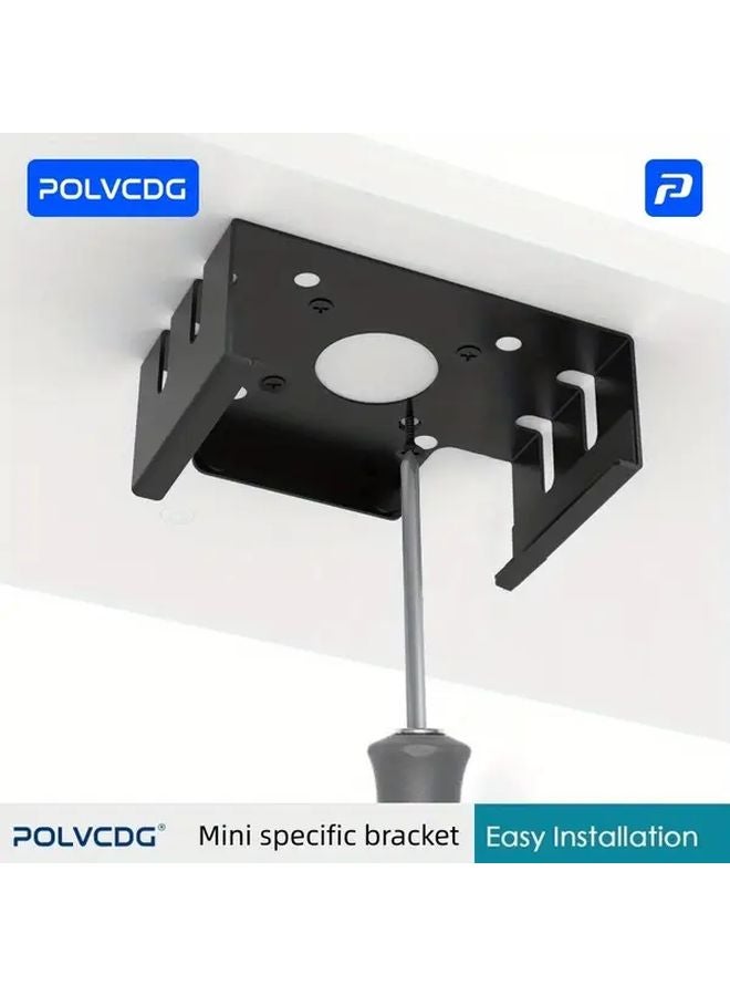 Black Under Desk Wall Mounted Metal Case Stand For Mac Mini M4 Computer Enclosure - Image 3